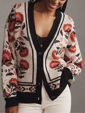 Farm Rio Palms Paradise Sand Knit Cardigan